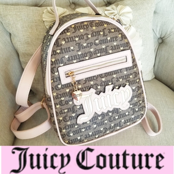Juicy Couture Poker Face Glam Backpack Iconic Logo Gold Hearts NWT